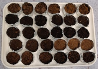 A tray of soil samples
